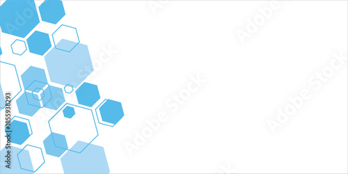 Abstract blue hexagon banner background.