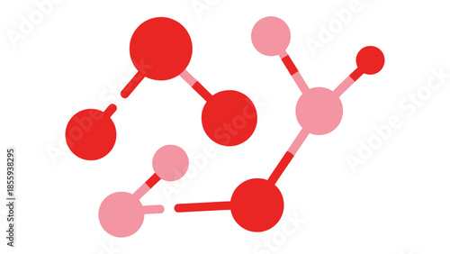 Abstract Molecular Design: Vibrant network of red and pink molecular structures, conveying the core concepts of connection, chemistry and interaction.
