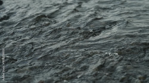 Surface Texture of Mountain Stream Flowing Over Stones Iceland