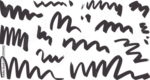 Monochrome handdrawn wavy line pattern with organic texture in abstract style