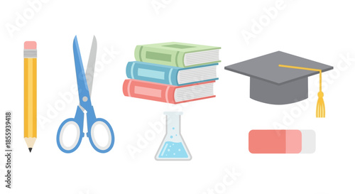 Collection of educational accessories for academic pursuits and scholastic activities