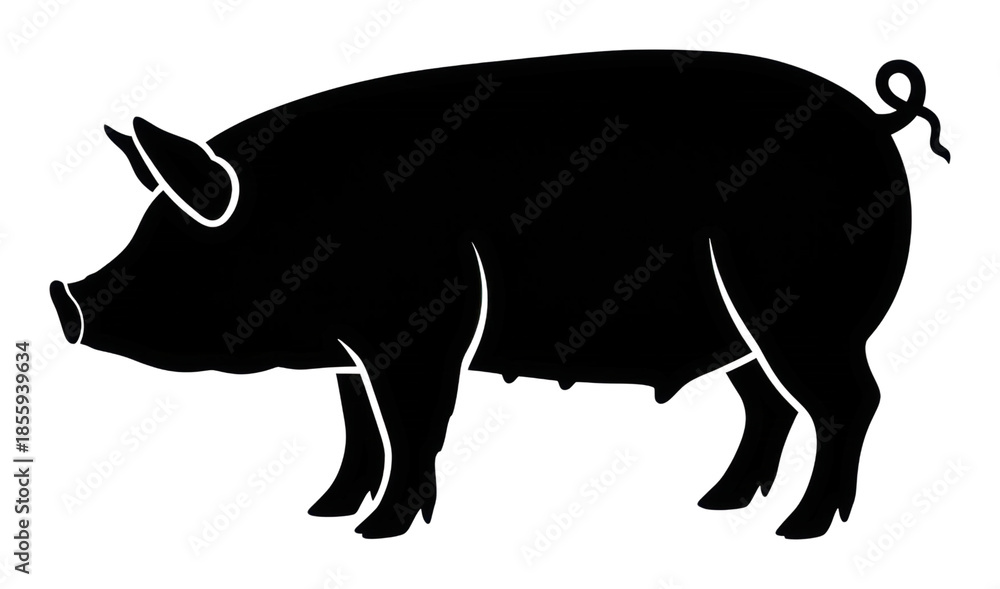 Fototapeta premium Pig silhouette graphic design minimalist style isolated on transparent background