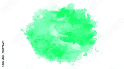 Soft Green Watercolor Ink Splash Rounded Shape Transition On White Background (Chroma Key)