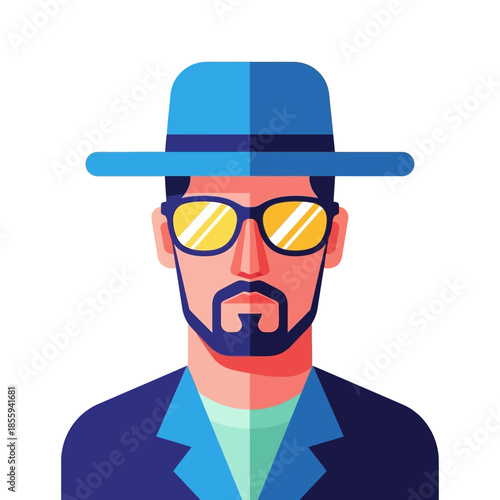 Stylish male avatar with blue hat and sunglasses capturing confident persona design