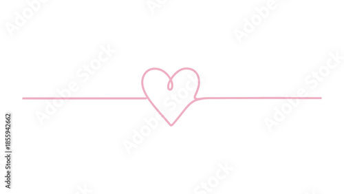 Ethereal Heart's Embrace: A delicate pink line gracefully forms a heart, a symbol of love and affection, suspended in serene simplicity.
