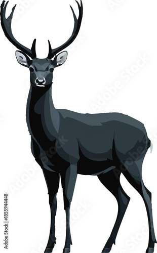  a  black deer with white background