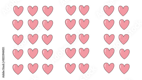 Romantic Hearts: Rows of charming, pink hearts convey a message of affection, love, and endearment.