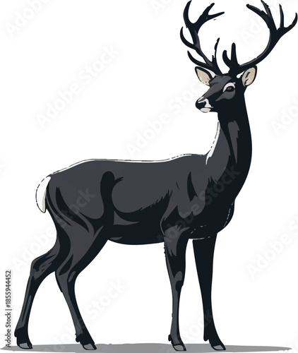  a  black deer with white background