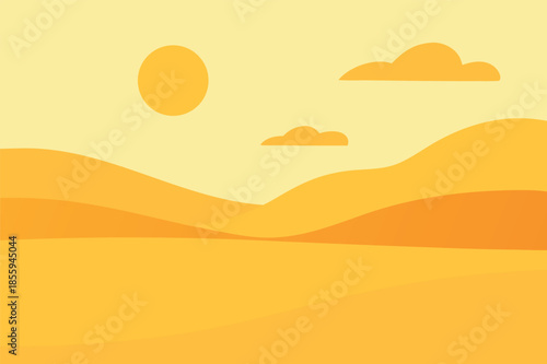 Minimal Sand Dunes Landscape with Soft Yellow Shapes Illustration