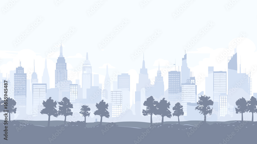 Naklejka premium Light purple cityscape background city building illustration