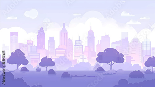 Light purple cityscape background city building illustration