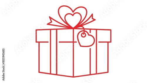 Gift of Love: A beautifully illustrated present, adorned with a heart-shaped bow and tag, symbolizing affection and thoughtfulness. A visual representation of care.