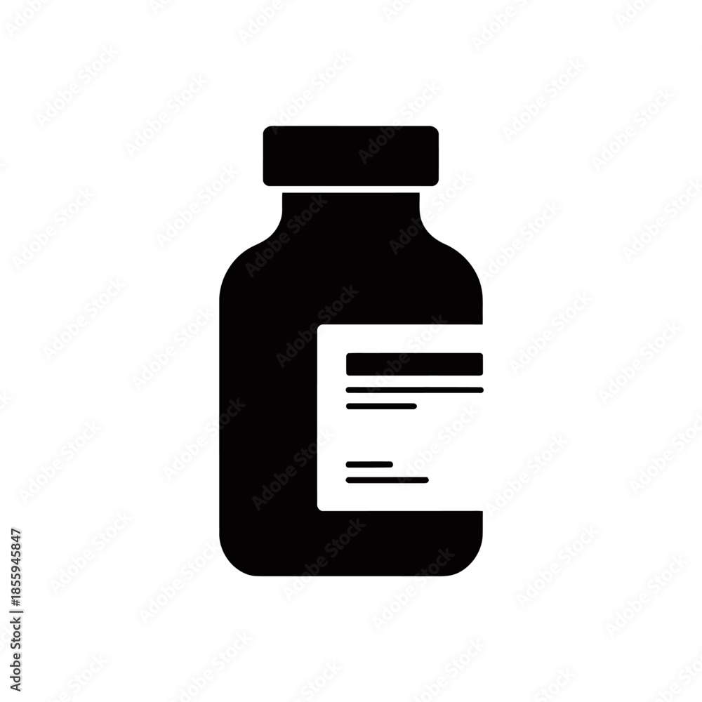 Fototapeta premium Medical Bottle with Label Icon