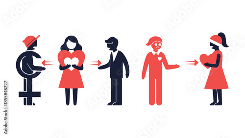 Love in Every Direction: A symbolic illustration that depicts the journey and exchange of love, capturing the essence of affection across different gender and relationships.