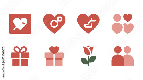 Love's Visual Symphony: A collection of delightful icons, each a unique emblem of love, passion, and affection, designed to express the heart's deepest emotions.