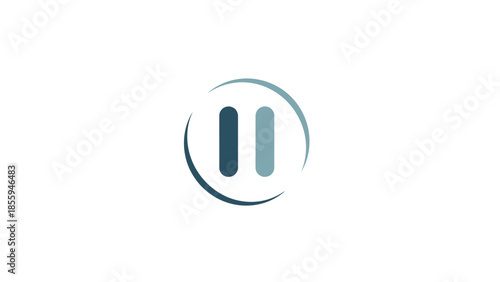 Minimalist Pause Button Icon with Subtle Gradient Colors.
