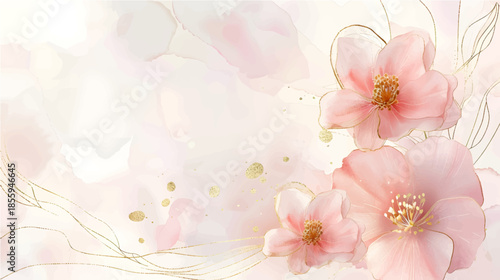 Elegant Watercolor Floral Background with Soft Tones, Artistic Hand Painted Flowers, and Minimal Botanical Elements for Feminine and Modern Design Use