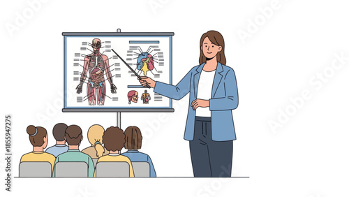 Educational presentation on human anatomy detailing internal organs and bodily systems
