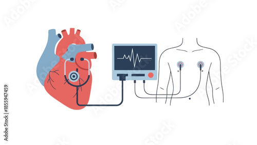 Medical Heart Monitoring System Connecting Heart to Health Monitoring Device
