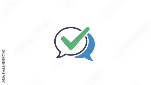 Chat Bubble with Green Check Mark Icon.