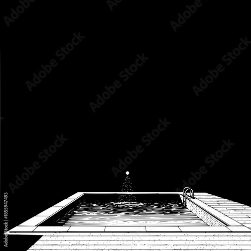 Dive into the night a monochrome dream where shadows dance and water whispers secrets under the moonlight glow