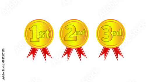Gold medal awards - 1st, 2nd, 3rd isolated on transparent background