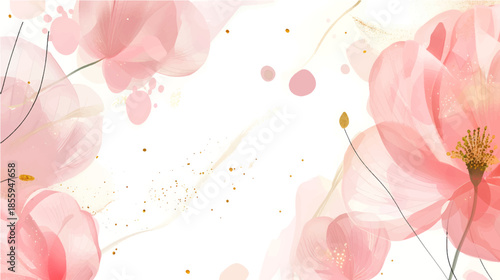 Elegant Watercolor Floral Background with Soft Tones, Artistic Hand Painted Flowers, and Minimal Botanical Elements for Feminine and Modern Design Use