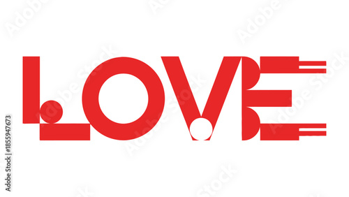The Essence of Love: Bold typography spells out LOVE, with letters artistically crafted in vibrant red, conveying the essence of affection and passion.