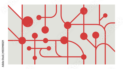 Abstract Network: An intricate network of interconnected lines and circular nodes, creating a visually stimulating composition, with a striking sense of technological advancement.