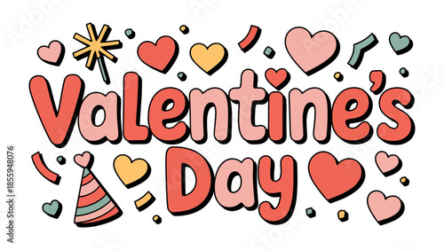 Valentine's Day: A whimsical composition for the special day, featuring hearts, love symbols and celebratory flair.