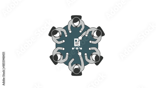 Team Meeting Around Round Table Discussing Ideas.