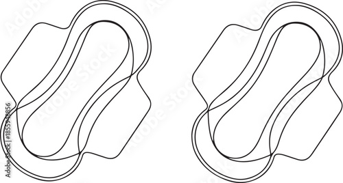Vector outline illustration of sanitary pads or menstrual napkins, typically used as icons in health or feminine hygiene concepts