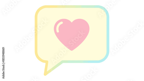 Love Message Bubble: A simple and heartwarming symbol of affection, a pink heart sits centrally within a pastel speech bubble, evoking feelings of care and connection.