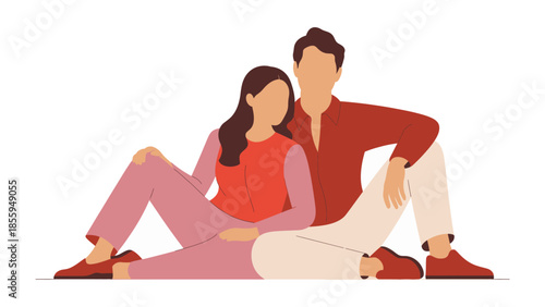 Serene Connection: A tender portrayal of a couple sharing a quiet moment, their postures reflecting intimacy and a profound sense of emotional closeness.