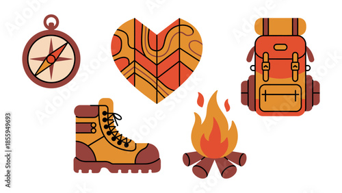 Embark on an Adventure: A curated collection of symbols and icons evokes the essence of outdoor exploration and wilderness adventures, perfect for evoking a sense of wanderlust.