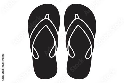 Flip flop sandals black silhouette illustration
