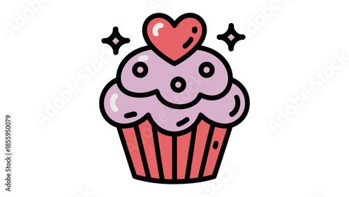 Love's Sweet Cupcake: A delightful illustration of a cupcake adorned with a heart on top, celebrating love and affection.