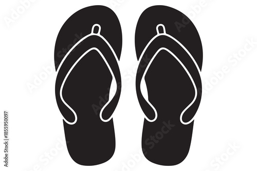 Flip flop sandals black silhouette illustration
