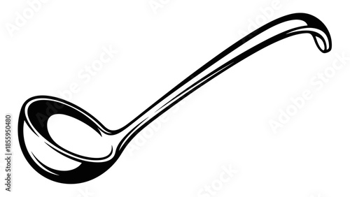 Black and White Illustration of Ladle.