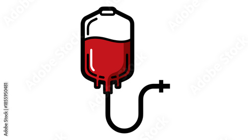 Blood Bag with Red Liquid and Tube.