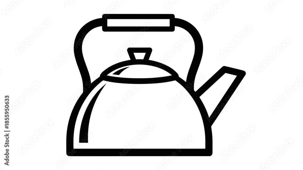 Obraz premium Simple black and white kettle illustration.