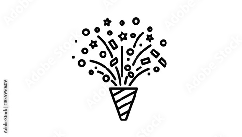 Party Popper Confetti Celebration Illustration.