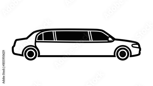 Simple Black and White Limousine Illustration.