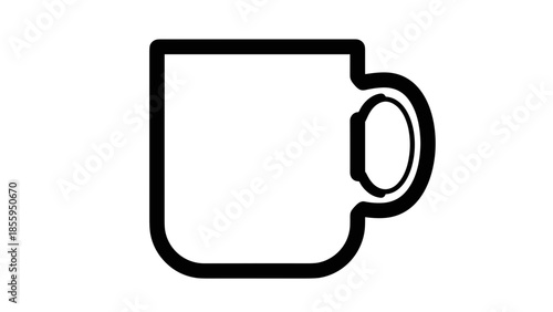 Simple Black Outline of Coffee Mug.