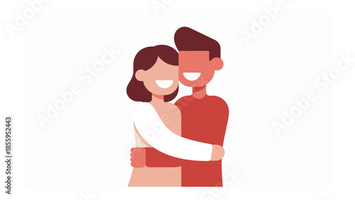 Warm Embrace: A simple yet heartwarming illustration of a couple sharing a tender embrace, filled with love and closeness.
