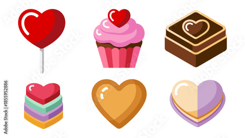 Sweet Delights: a selection of six handcrafted treats, each adorned with the symbol of love, radiates warmth, sweetness, and delight.