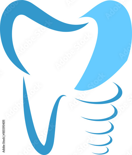 Zahnimplantat in blau, Zahn, Zahnarzt, Zahnpflege, Logo, Icon 