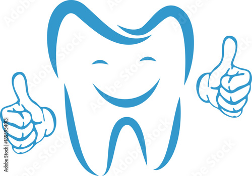 Zahn mit Gesicht und mit Händen, Zahn, Zahnpflege, Zahnarzt Logo, Icon