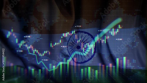 India Flag Waving Stock Market Concepts