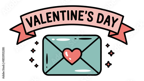 Valentine's Day Envelope: Express your love with an illustration featuring a romantic envelope, complete with a heart symbol and decorative elements. 